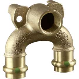 Viega ProPress double drop elbow, silicium bronze, P1: 1; P2: 1; FPT: ½ 78803