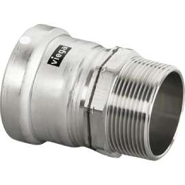 Viega MegaPress adapter, 316 stainless steel, P: 4; MPT: 4 98310