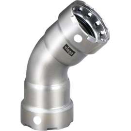 Viega MegaPress 45° elbow, 304 stainless steel, P1: 1½; P2: 1½ 95070