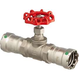 Viega MegaPress 316 EPDM globe valve, 316 stainless steel body and press ends, P1: ¾; P2: ¾, 87605