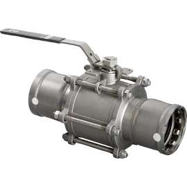 Viega MegaPress 316 3-piece ball valve, 316 stainless steel, P1: 3; P2: 3, 86935