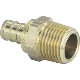 Viega PureFlow Crimp adapter, brass, Crimp: ⅜; MPT: ½ 46302